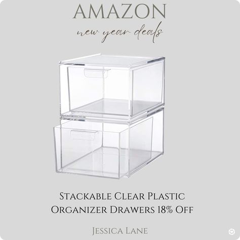 Clear Acrylic Drawer Organizer, Clear Storage Drawers, Hall Closet Organization, Organizing Drawers, Plastic Cupboard, Acrylic Drawer Organizer, Amazon Storage, Closet Storage Drawers, Open Bathroom