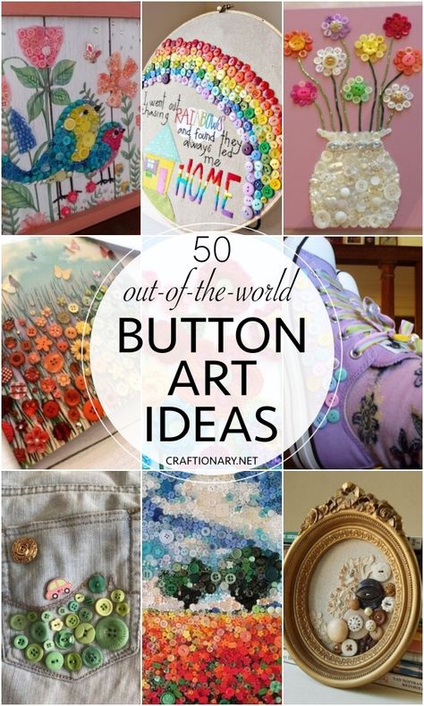 Uses For Old Buttons, Craft Using Buttons, Button Craft Ideas For Adults, Button Decorations On Clothes, Uses For Buttons, Arts And Crafts With Buttons, Art Using Buttons, Button Pictures Ideas Wall Art, Memorial Art Projects