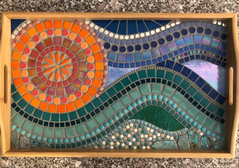 Mosaic Art Ideas, Mosaic Trays, Tile Mosaic Art, Abstract Mosaic Art, Mosaic Furniture, Mural Art Design, Mosaic Tray, Mosaic Art Diy, Mosaic Art Projects