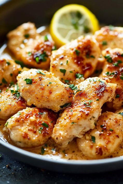 Chicken Scampi Italian Meals Authentic, Chicken Italian Recipes, Chicken Garlic Butter, Autumn Pies, Chicken Scampi Pasta, Classic Shrimp Scampi, Italian Chicken Breast, Chicken White Wine Sauce, Pasta Casseroles