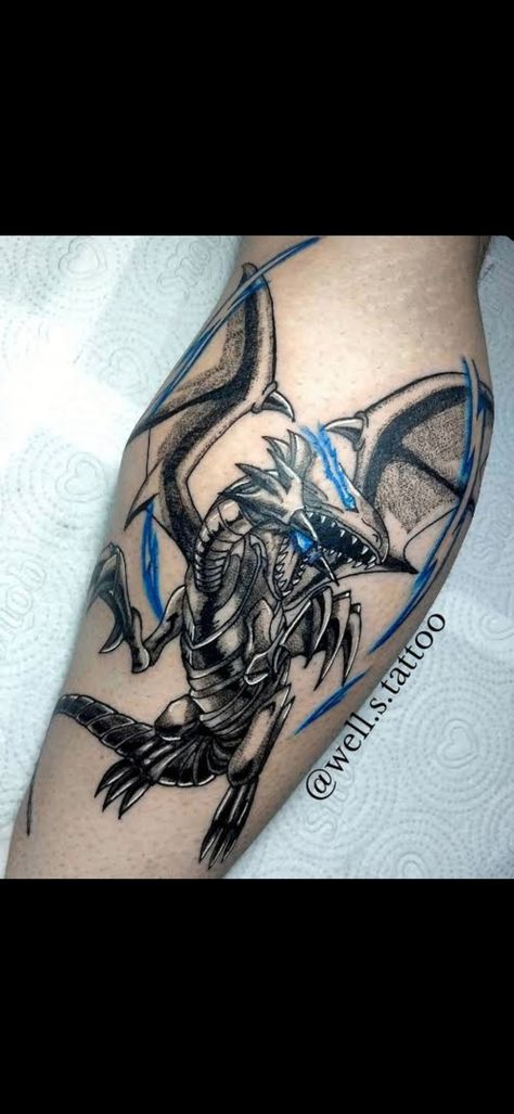 Yugiog, yu-gi-oh, tattoo, geek, anime, dragon Yami Yugi Tattoo, Yugioh Tattoo Design, Yu Gi Oh Tattoo Ideas, Pot Of Greed Yugioh Tattoo, Yugioh Millenium Puzzle Tattoo, Yu Gi Oh Tattoo, Blue Eyes White Dragon Tattoo, Yugioh Egyptian Gods Tattoo, Hydra Tattoo