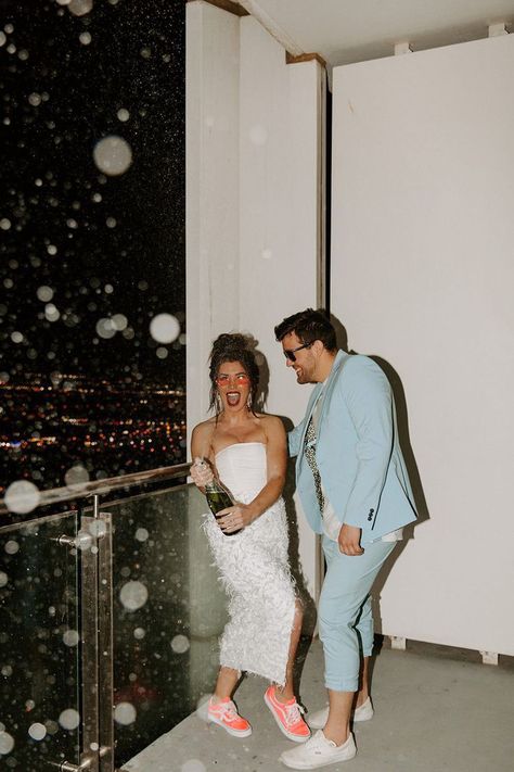 Vegas Wedding Aesthetic Night, Vegas Wedding Plus Size, Intimate Vegas Wedding, Vegas Wedding Tuxedo, Cheesy Vegas Wedding, Vegas Elopement Announcement, Fun Vegas Wedding Photos, Las Vages Weddings, Las Vegas Engagement Photoshoot