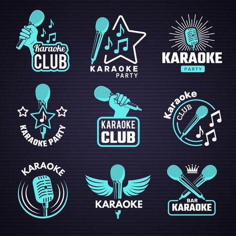 Karaoke badges. emblem for music studio ... | Premium Vector #Freepik #vector #background #logo #label #music Karaoke Logo, Studio Microphone, Karaoke Microphone, Entertainment Logo, Karaoke Party, Vector Logos, 10 Million, Logo Label, Logo Illustration