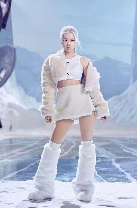 white beige stage outfit Rose Stage Outfits, Fur Boots Outfit, Leg Warmers Outfit, Winter White Outfit, Fur Outfit, Fur Leg Warmers, Fur Dress, Simple Style Outfits, Barbie Dress Fashion