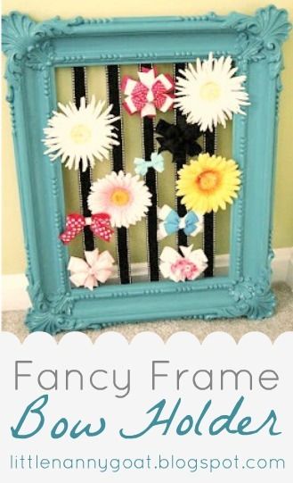 Fancy Frame Bow Holder Tutorial Headband Holders, Diy Hair Bow Holder, Diy Bow Holder, Bow Storage, Hair Accessories Storage, Bow Organizer, Flower Birthday Cards, Headband Holder