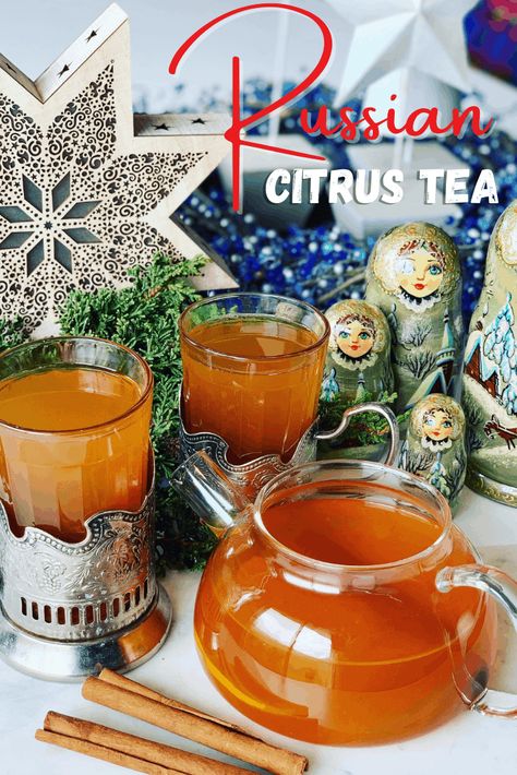 Russian Tea Recipe - Peter's Food Adventures Russian Tea Recipe Tang, September Dinners, Russian Tea Recipe, Winter Tea Recipe, Russian Tea Time, Tang Drink, Homemade Liqueur, Russian Tea Cookies, Cocktail Recipes Tequila