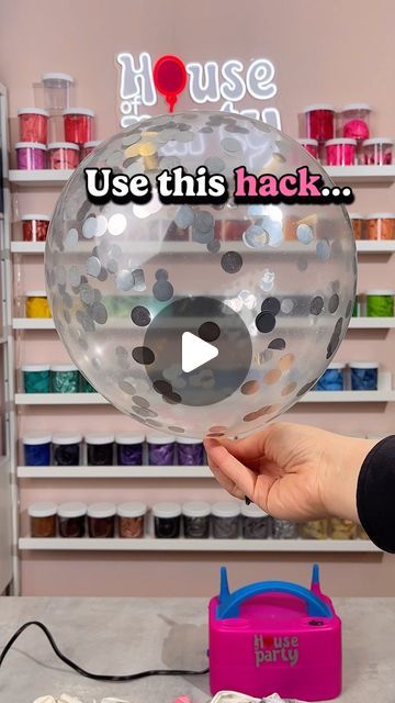 Balloon Combinations Color Schemes, How To Put Things Inside A Balloon, Bubble Balloon Ideas, Clear Balloon Ideas, How To Make Ballons Stick On The Wall, How To Blow Up Foil Balloons, Confetti Balloon Hack, Balloons On Sticks, Holiday Office Decor