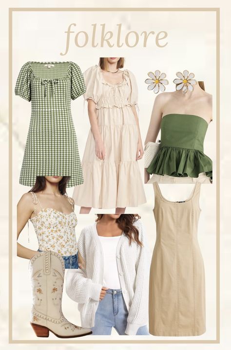 Taylor Swift August Outfit, August Taylor Swift Outfit, Basic Eras Tour Outfits, Folklore Aesthetic Taylor Swift Outfits, Taylor Swift Eras Outfits For Moms, Taylor Swift Eras Tour Outfit Ideas Folklore, Folklore Taylor Swift Outfits Eras Tour, Taylor Swift Folklore Outfit Ideas, Modest Eras Tour Outfits