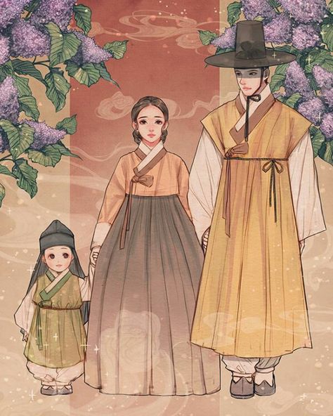 Ancient Korean Art, Traditional Korean Clothing, Ancient Korea, Korean Traditional Clothing, Draw Painting, Illustrator Drawing, Korean Traditional Dress, Mother Art, Traditional Korean