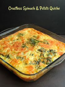 Crustless Spinach Quiche, Potato & Spinach Quiche Quiche Potato, Quiche Spinach, Spinach And Potato Recipes, Crustless Spinach Quiche, Potato Quiche, Quiche Recipes Crustless, Spinach Potato, Potato Spinach, Ham Potato