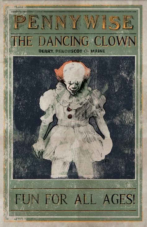 Es Pennywise, Clown Vintage, Vintage Circus Posters, Pennywise The Dancing Clown, Circus Poster, Horror Posters, Horror Movie Art, Vintage Circus, 背景 シンプル