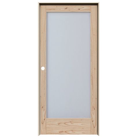 JELD-WEN MODA 1-Lite Frosted Glass Unfinished White Cedar Prehung Interior Door | Wayfair Frosted Glass Interior Doors, Craftsman Door, Prehung Interior Doors, Contemporary Doors, Prehung Doors, Glass Hinges, Glass Panel Door, Glass Doors Interior, Door Hardware Interior