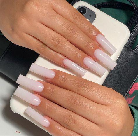 Soft White Nails, Long Square Nails, Tapered Square Nails, Milky Nails, White Acrylic Nails, French Tip Acrylic Nails, Short Square Acrylic Nails, Long Acrylic Nails Coffin, Long Square Acrylic Nails