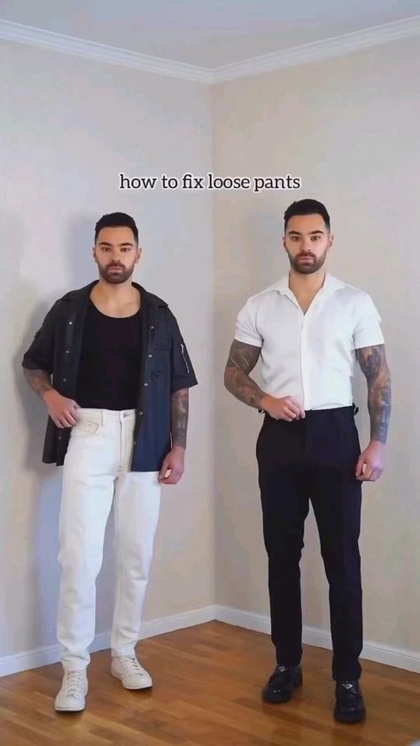 Fix Loose Pants, Outfit Semi Formal, Pants Mens Fashion, Formal Outfit Ideas, Mens Dressy Casual, Street Casual Men, Sneakers Outfit Men, Men's Fashion Tips, Mens Business Casual Outfits