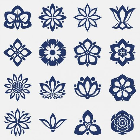 Ornament Pattern Design, Ornamental Flower Design, Different Shapes Design, Freepik Vector Free, Natural Symbol, Flower Design Drawing, Floral Symbol, Flora Vector, Nature Pattern Design