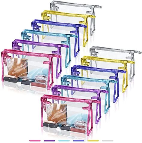 Amazon.com: SITAKE 12 Pcs Portable Transparent Cosmetic Bags, Clear Waterproof Makeup Bags with Handle, PVC Travel Toiletry Bags Pouches, Clear Pencil Cases, Stationary Organizers(6 Colors) : Beauty & Personal Care Fitness Storage, Clear Pencil Case, Stationary Organization, Clear Cosmetic Bag, Makeup Brush Bag, Clear Makeup Bags, Cosmetic Bag Set, Toiletry Pouch, Pen Pouch