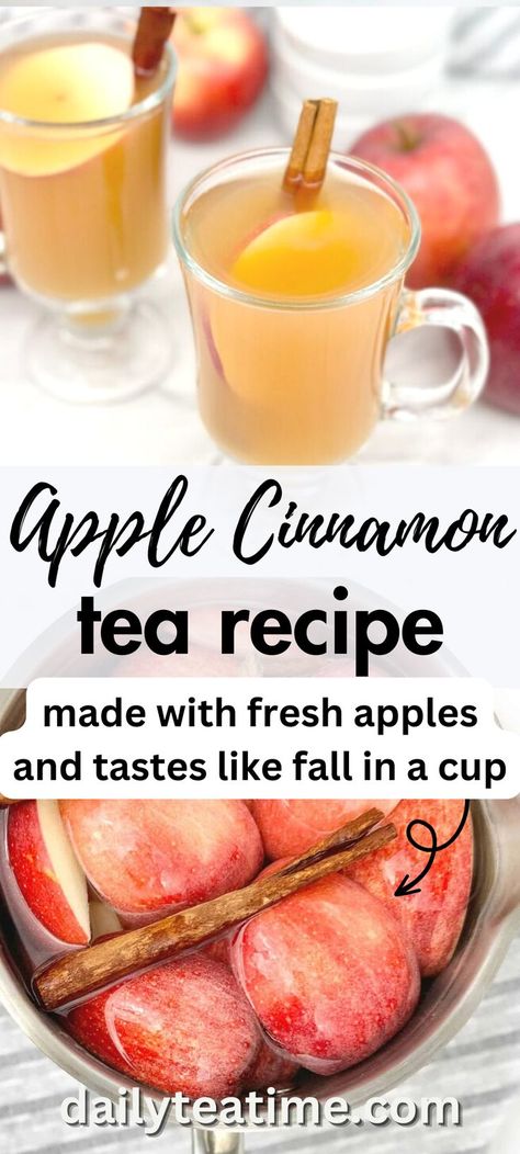 Apple Cinnamon Tea Recipe, Cinnamon Tea Recipe, Cinnamon Tea Benefits, Apple Cinnamon Tea, Hot Tea Recipes, Cranberry Tea, Apples And Cinnamon, Cozy Tea, Apple Tea