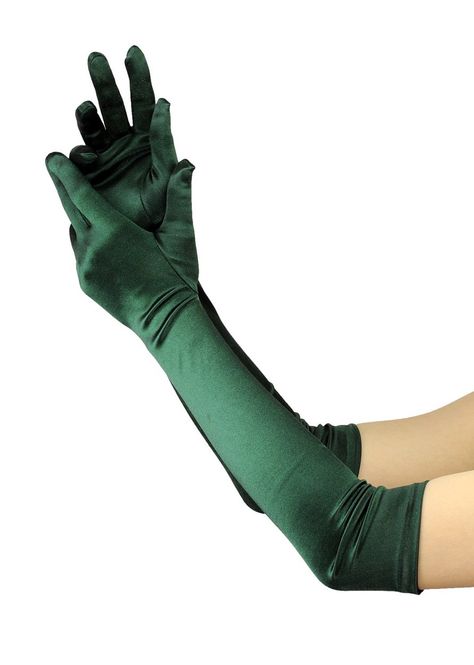 Emerald Green Gloves, Long Gloves Aesthetic, Dress With Gloves Classy, Sunny Outfits, Kishibe Rohan, Prom Gloves, Work Song, Gloves Aesthetic, Shrek Costume