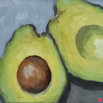 Avocado by Larry DeGraff, Oil, 5 x 7 Avocado Paintings, Vegetables Painting, Class Painting, Avocado Painting, Vegetable Painting, Simple Oil Painting, Oil Painting For Beginners, Daily Painters, Food Painting