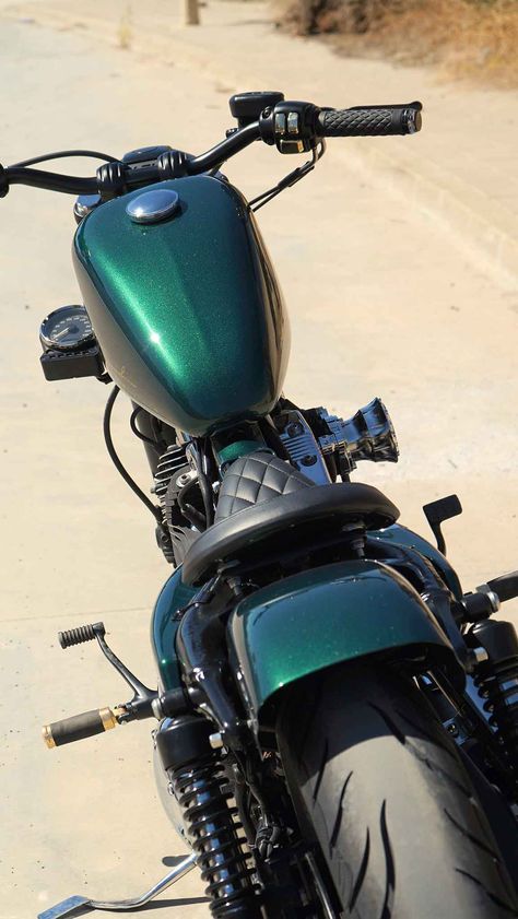 Sportster-Bobber-Green-69-vtras Sportster Bobber, Bobber Style, Drake, Harley Davidson, Motorcycles, Spain, Green