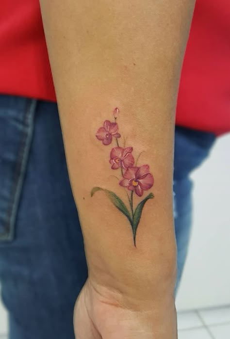 Pink Orchids Tattoo Orchids Tattoo, Orchid Flower Tattoos, Orchid Tattoo, Pink Tattoo, Flower Tattoo Sleeve, Cute Tattoos For Women, Subtle Tattoos, Pink Orchids, Cover Up Tattoos