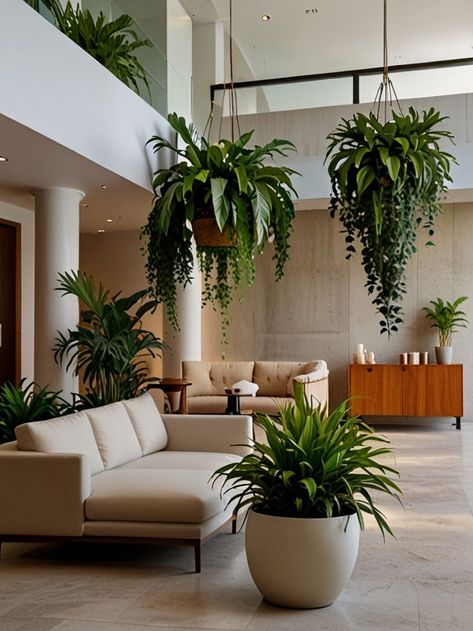 #HomeDecor #IndoorGreenery #HangingPlants #NatureInspired #HomeDesign #CozyLiving #PlantLovers #InteriorStyling Home Lobby, Indoor Plants Styling, Indoor Greenery, Best Indoor Plants, Nature Inspired Decor, Lobby Design, A Breath Of Fresh Air, Interior Design Mood Board, Mood Board Design