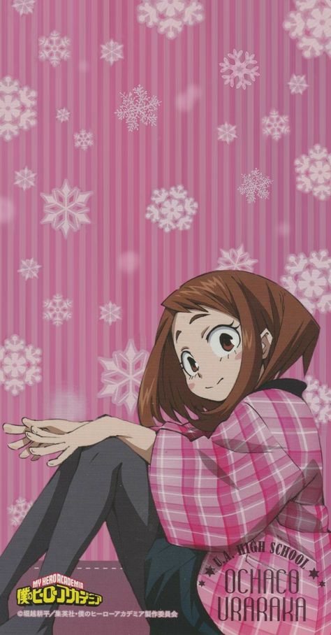 #ochako #uraraka #uravity #pink #mha #christmas #snow #bnha #wallpaper #background #myheroacademia My Hero Academia Christmas Wallpaper, Aesthetic Pink Pattern, Mus Room, Small Gamer Room, Mha Christmas Wallpaper, Christmas Mha, Uraraka Aesthetic, Christmas Wallpaper Anime, Mha Christmas