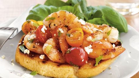 Shrimp Bruschetta Easy Tomato Recipes, Shrimp Bruschetta, Easy Pasta Recipes Quick, Baked Tilapia, Bruschetta Recipe, Easy Seafood, Easy Seafood Recipes, Tomato Recipes, Easy Meal Prep