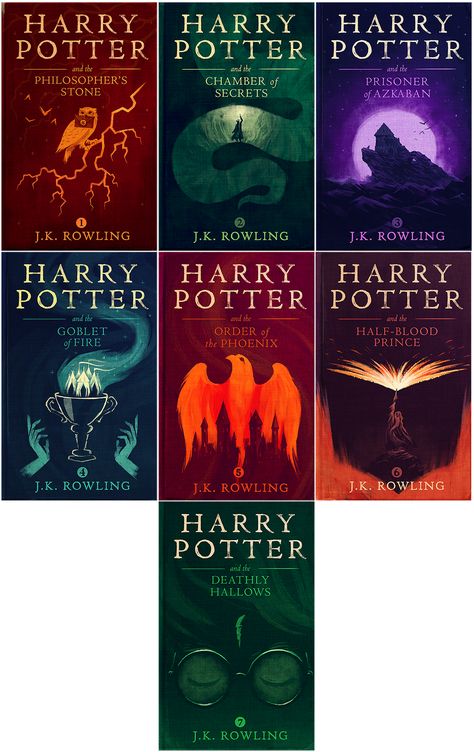 "I made new covers for Harry Potter. My eleven-year-old self is losing his mind right now." Poster Harry Potter, Olly Moss, Cover Harry Potter, Harry Potter Book Covers, Creative Book Covers, Harry Potter Book, Harry Potter Poster, Rowling Harry Potter, Harry Potter Deathly Hallows