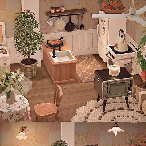 Acnh Villager Interior, Acnh Farmhouse Interior, Acnh Home Interior, Acnh Kitchen Designs, Animal Crossing Interior Design, Acnh House Interior, Acnh Interior Designs, Acnh Designs, Acnh Small Area Ideas