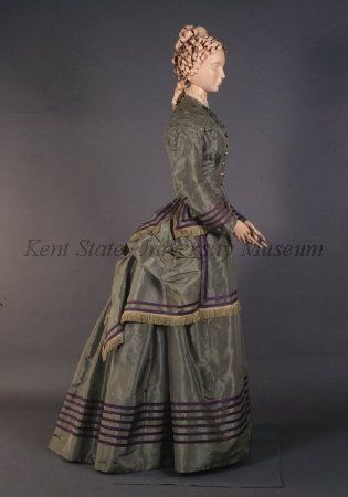 Day dress, 1875 1879 Fashion, 1870s Dress, Fashion Paintings, Vivian Leigh, 1870s Fashion, Victorian Dresses, 1860 Fashion, Historical Dress, Kent State