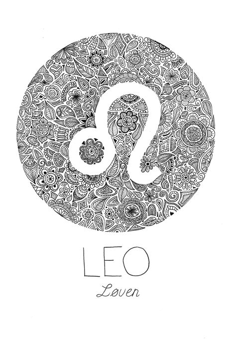 Leo - Zodiac sign Leo Zodiac Art Drawing, Leo Zodiac Drawing, Mandala Crafts, Cd Painting, Adult Coloring Books Printables, Diy Drawing, Skull Art Drawing, Words Coloring Book, Easy Love Drawings