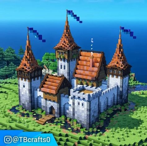 Minecraft Medieval Castle, Minecraft Castle Blueprints, Minecraft Castle Designs, Case Minecraft, Minecraft Steampunk, Minecraft Statues, Hyrule Castle, Bangunan Minecraft, Minecraft Farm