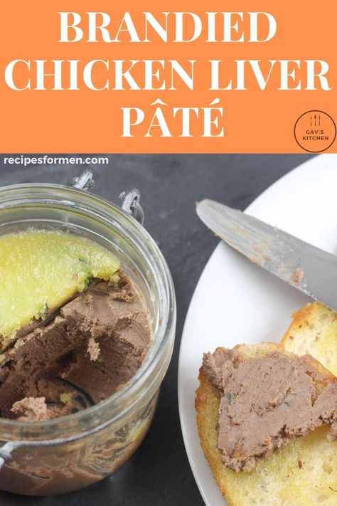 This simple recipe for Brandied Chicken Liver Pâté will give you enough pate to fill two 170ml pots or ramekins. The pâté is very rich and full of taste and can be eaten with crackers or Melba toast. Chicken Liver Pate With Brandy, How To Make Chicken Liver Pate, Pate Recipes Homemade, Chicken Liver Pate Jamie Oliver, Chicken Liver Parfait Recipe, Chicken Liver Pate Recipe Ina Garten, Liver Pate Plating, Liver Pate Recipe Chicken, Pate Recipe Homemade