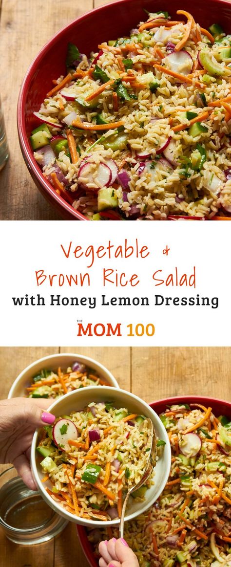 Vegetable and Brown Rice Salad Recipe / This brown rice salad recipe is the vegetarian side dish you're always looking for when you're hosting a crowd or going to a potluck. #ricesalad #grainsalad #vegetarian #glutenfree Brown Rice Side Dish, Vegetarian Side Dish, Rice Salad Recipes, Brown Rice Salad, Rice Recipes For Dinner, Brown Rice Recipes, Vegetarian Sides, Rice Side Dishes, Grain Salad