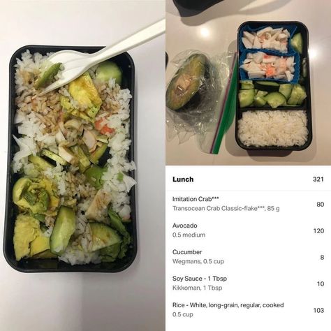 “California Bowl” - 321 cal Lunch To Pack For Work, California Bowl, Low Cal Dinner, Healthy Low Calorie Meals, Low Cal Recipes, Healthy Food Dishes, Healthy Food Motivation, Low Cal, Low Calorie Recipes