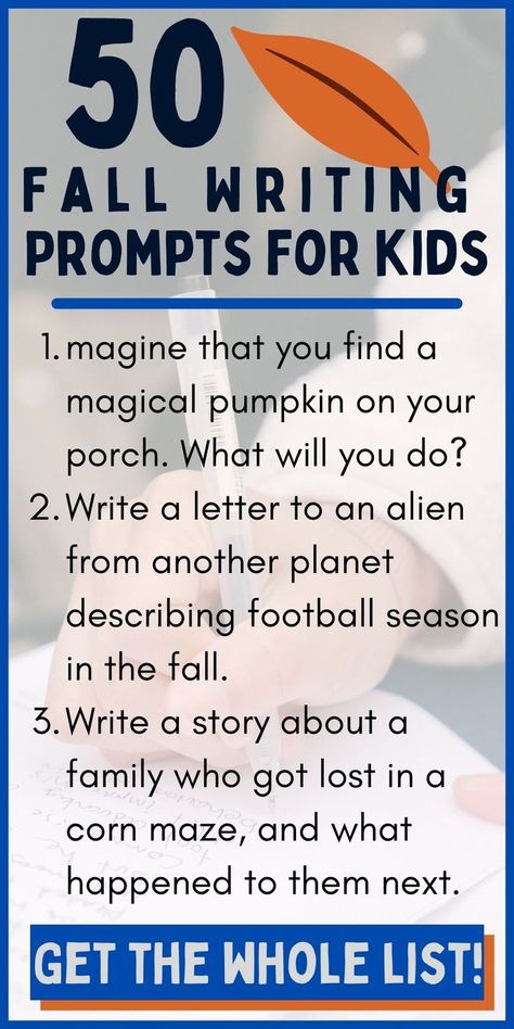 These free fall writing prompts are perfect for kids in kindergarten, first grade, 2nd grade, 3rd grade, and beyond. Use these fun story starter ideas for homeschool or extra autumn practice for your elementary aged student. Go beyond "My favorite thing about fall" or "What I love about fall" to find creative ideas to use for the first day of fall and beyond. Get the free printable list here! Story Starter Ideas, 5th Grade Writing Prompts, Fall Writing Prompts, Fall Writing Activities, Thanksgiving Writing Prompts, Starter Ideas, Creative Writing Stories, Halloween Writing Prompts, Writing A Persuasive Essay