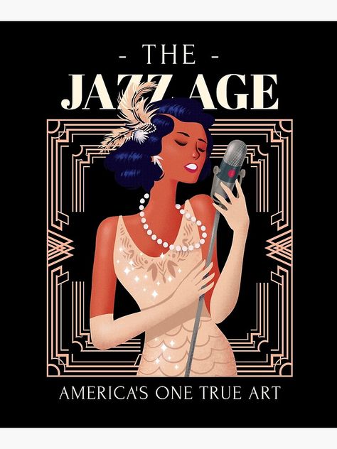 Female Jazz Singer, Flapper Girl Art, Roaring 20s Art, Roaring 20s Art Deco, Art Deco New York, 1920s Jazz, Art Deco Party, The Jazz Age, Jazz Singer