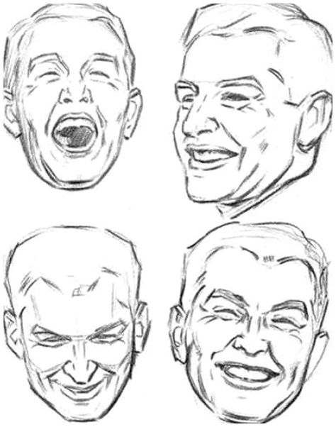 Human Emotions Drawing, Draw Laughing Face, Mouth Laughing Drawing, Someone Laughing Drawing Reference, Laughing Eyes Drawing, Laugh Drawing Reference, Man Smiling Drawing, Drawing Smiles Mouth, Smiling Face Drawing Sketch