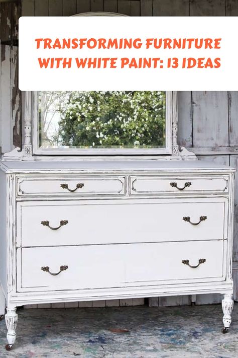 Paint furniture white, and it’s anything but boring! White paint is my go-to for giving any piece of furniture a fresh, clean look. Paint Furniture White, White Painted Dresser, White Painted Dressers, White Chalk Paint Furniture, Tile Top Tables, Antique White Paints, Orange Furniture, Painted Buffet, Painted Bedroom Furniture