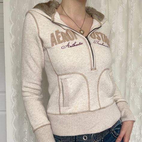 Fur Lined Hoodie Y2k, 2000s Hoodie Outfit, Aeropostale Henley, Hood Y2k, 2000 Jackets, 2000s Sweatshirt, Vampire Girlfriend, 2000s Jacket, 2000s Hoodie