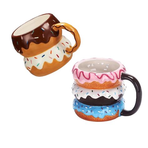 Mug Donut, Ceramic Donut, Donut Cup, Pink Donuts, Kudo Shinichi, Painted Pottery, Sweet Escape, Candy Jar, Glazes For Pottery