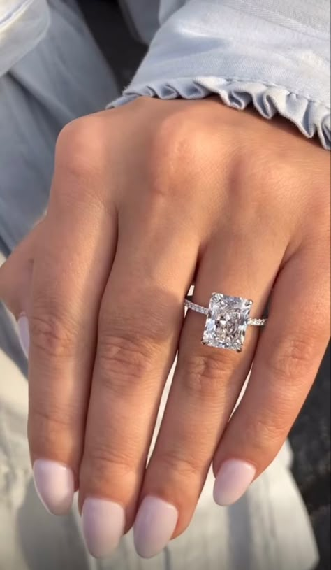 Big Square Cut Diamond Ring, Square Rectangle Engagement Rings, Square Diamond Wedding Ring, Rectangle Ring With Wedding Band, Rich Engagement Ring, Wedding Ring Square Diamond, Big Square Engagement Rings, Square Engagement Rings Silver, Husband Aesthetic Faceless