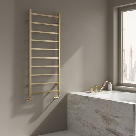 Let's Talk Ladder Towel Rails 🔥 Ladder towel rails have gained popularity for their sleek, modern design and practical functionality. They offer an efficient way to dry multiple towels simultaneously while also adding a stylish, contemporary touch to any bathroom space. We have a huge range of designs, finishes and outputs available for you to choose from. Swipe to see our favourites 😍 Comment below which you would choose for your bathroom ✨ 1) Cavell Designer Towel Radiator Copper Lacque... Towel Ladder Bathroom, Radiator Bathroom, Bathroom Radiator, Roll Banner, Traditional Radiators, Radiators Modern, Flat Panel Radiators, Villa Interior, Horizontal Radiators