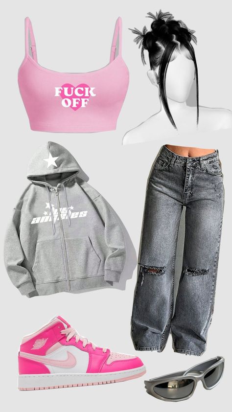 #fashionboard #shuffles #styleinspo #y2k #cute #jordans #pink #fashion Jordans Pink, Yk2 Outfits, Cute Jordans, Cute Highschool Outfits, Pink Jordans, High School Outfits, Y2k Cute, 2000s Outfits, Basic Outfits