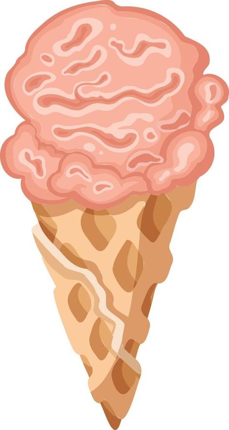 pink strawberry ice cream waffle cone, sorbet,  vector illustration Ice Cream Waffle, Ice Cream Waffle Cone, Waffle Cone, Waffle Cones, Pink Strawberry, Strawberry Ice Cream, Illustration Vector, Waffles, Vector Art