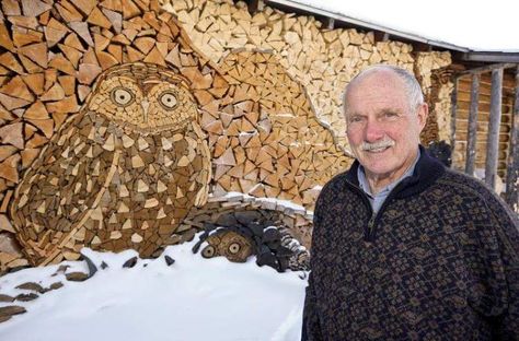 Montana Man Creates Beautiful Wood Mosaics Out of Stacked Firewood Stacking Firewood, Stacking Wood, Wood Stacking, Wood Pile, Man Crafts, Wood Mosaic, Outdoor Wood, Old Dogs, Art Forms