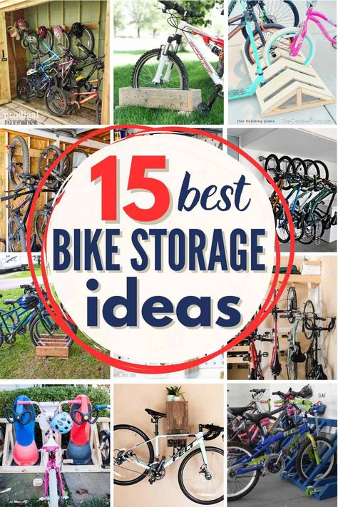 🚲 Need a better way to store your bikes? Explore our collection of 15 best bike storage ideas for easy access and tidy spaces #storageideas #organizing #bikestorage #DIY #bikeorganizing #organizingtips #home Storing Bikes In Garage, Kids Bike Storage Garage, Garage Bike Storage Ideas, Diy Bike Storage, Garage Racks, Bike Storage Small Space, Tiny Garage, Kids Bike Storage, Bike Storage Ideas