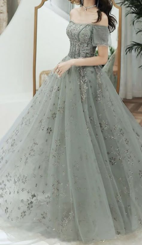 Elegant Fairytale Prom Dresses, Luxury Fairytale Princess Dress For Party, Luxury Fairytale Dress For Prom Season, Luxury Fairytale Prom Dress, Luxury Tulle Fairy Dress In Fairytale Style, Lace Long Prom Dress, Grey Evening Dresses, Green Evening Dress, Long Formal Gowns