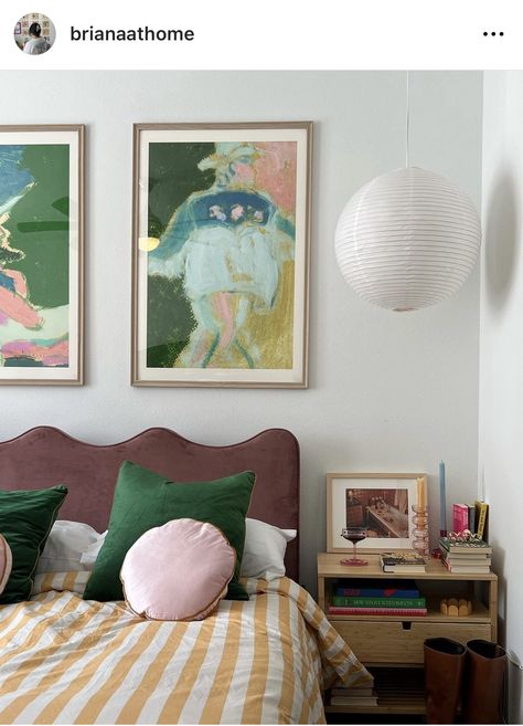 Soft Color Bedroom, Wavy Headboard, Colorful Eclectic Bedroom, Modern Eclectic Bedroom, Mini Cowboy, Eclectic Decor Bedroom, Brooklyn Apartment, Eclectic Bedroom, Blues And Greens